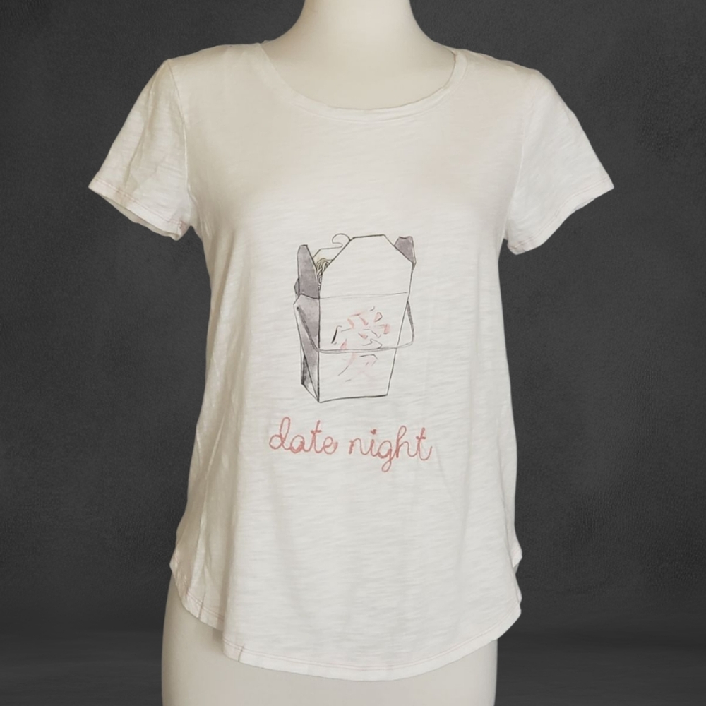 LC Lauren Conrad Pink and White Fitted T-Shirt